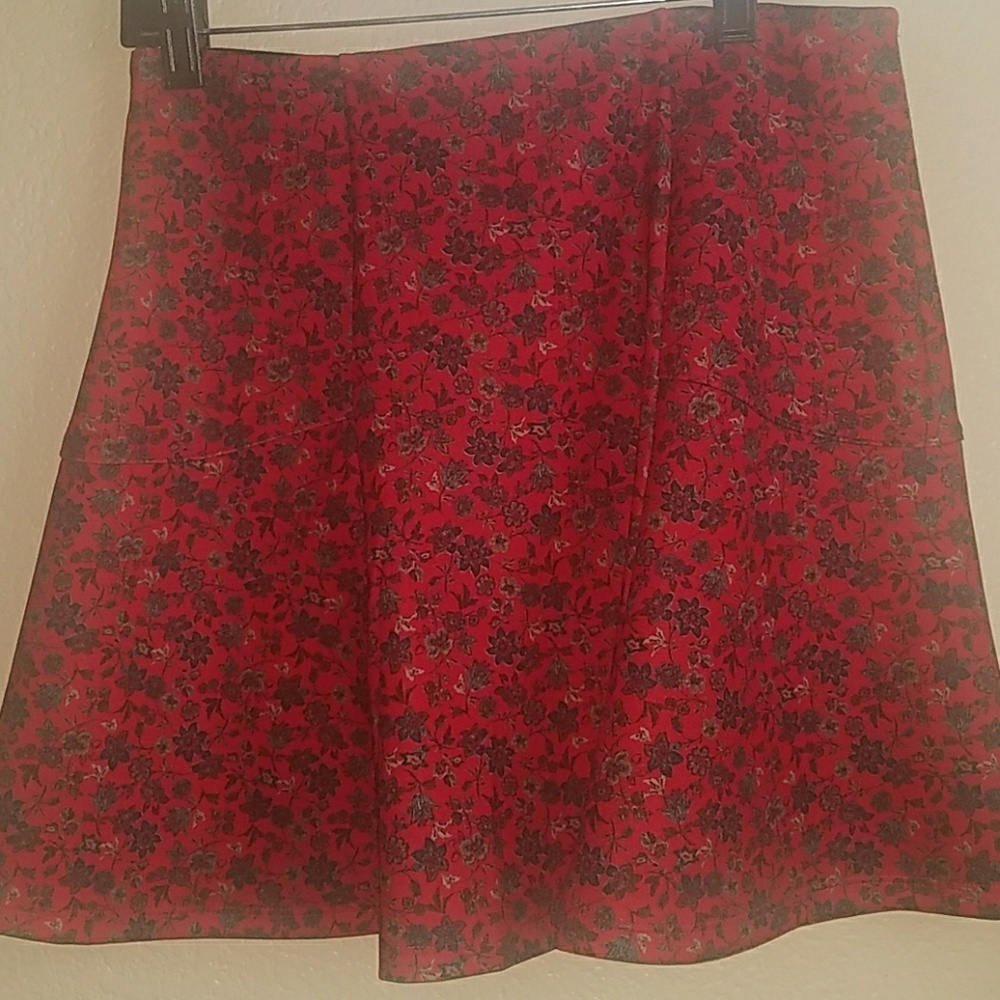 Hollister red floral skirt